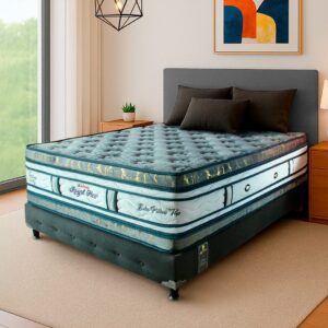 Euro Pillow Top - Colchón + Base Cama + Espaldar